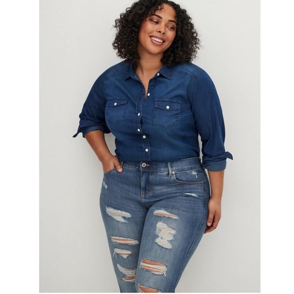 Tall Inseam - Bombshell Skinny Premium Stretch High-Rise Destructed Jeans - Picture 6 of 13